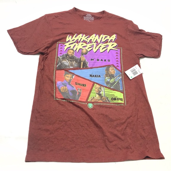Wakanda Forever T-shirt Black Panther Top Tee Size S Short Sleeve Red Soot New - Picture 1 of 5